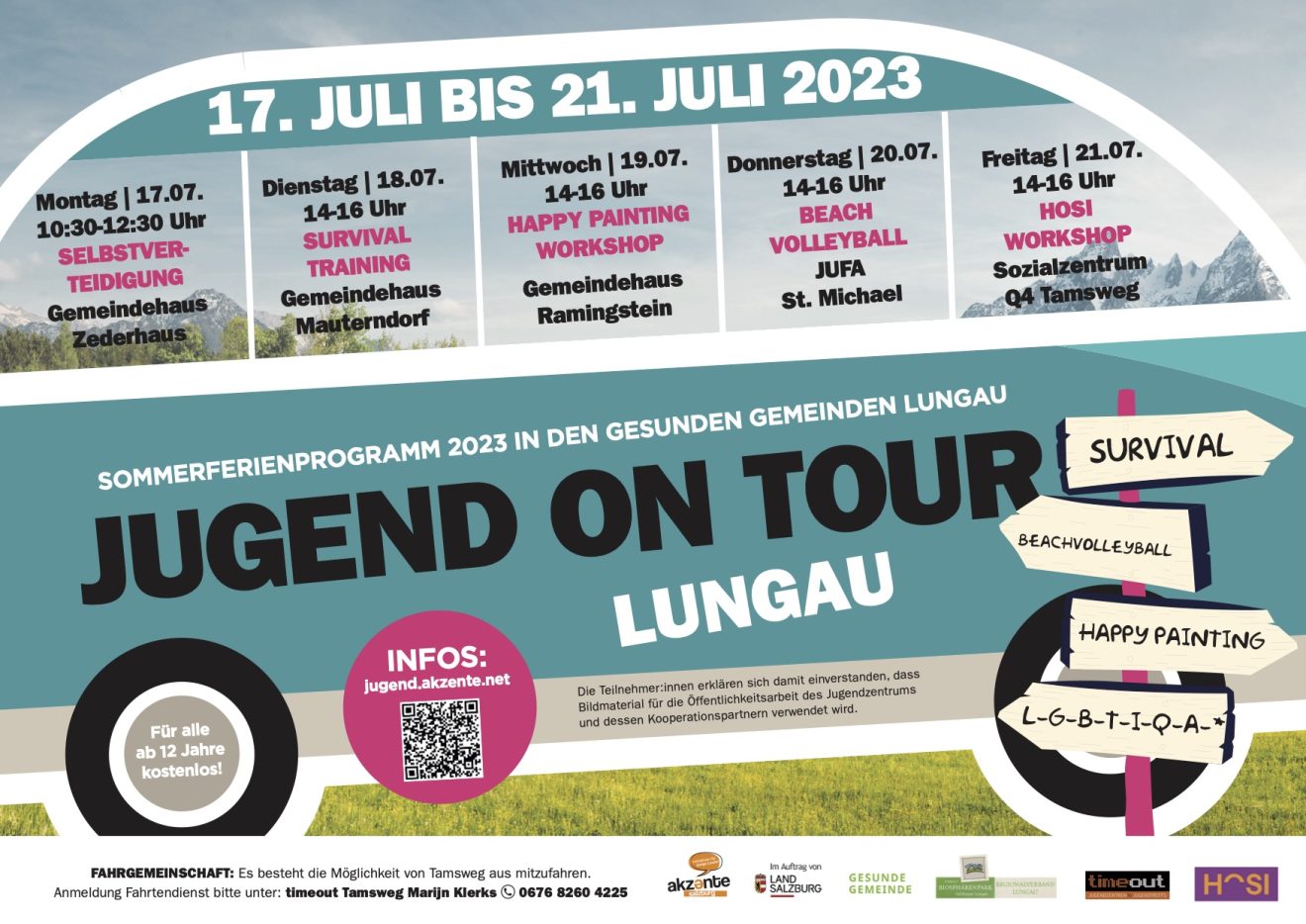 Jugend on tour 2023 - Sommerferienprogramm in den Gesunden Gemeinden Lungau