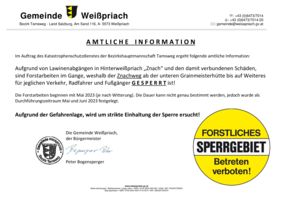 thumbnail of Sperre Znachweg wg Forstarbeiten_Amtliche Information Gde. Weißpriach